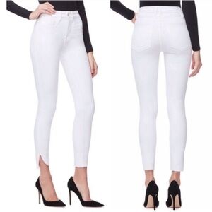 NEW GOOD AMERICAN WHITE GOOD LEGS CROP HIGH RISE CASCADE HEM JEANS SIZE 8 / 29